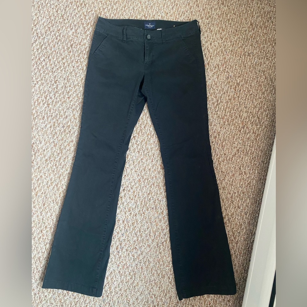 American Eagle Outfitters Kick Boot Stretch Pants 8L Long Black AEO